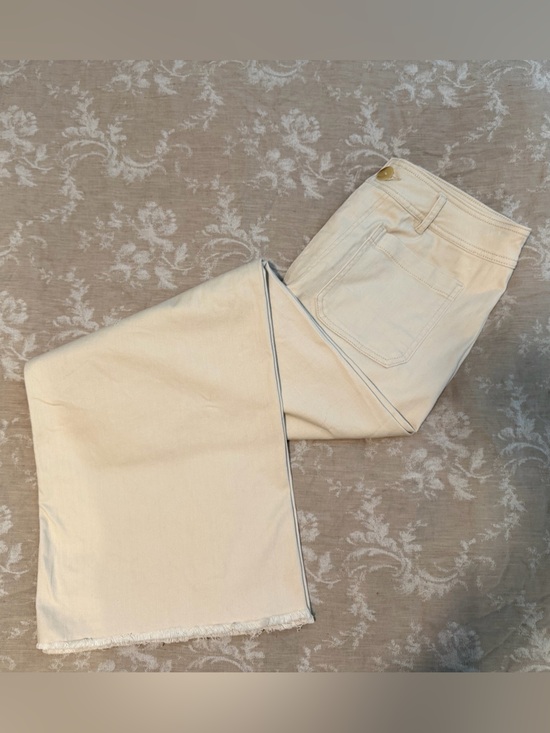 Every Denim - Every High-Rise Cropped Jeans in Cream, Size 12
